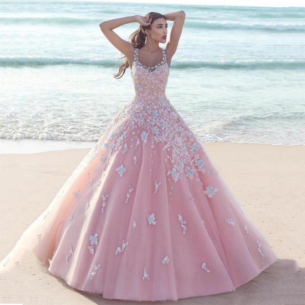 A pink wedding gown