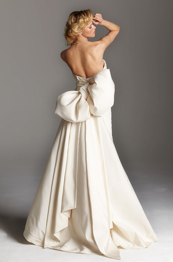 A wedding dress with huge bow