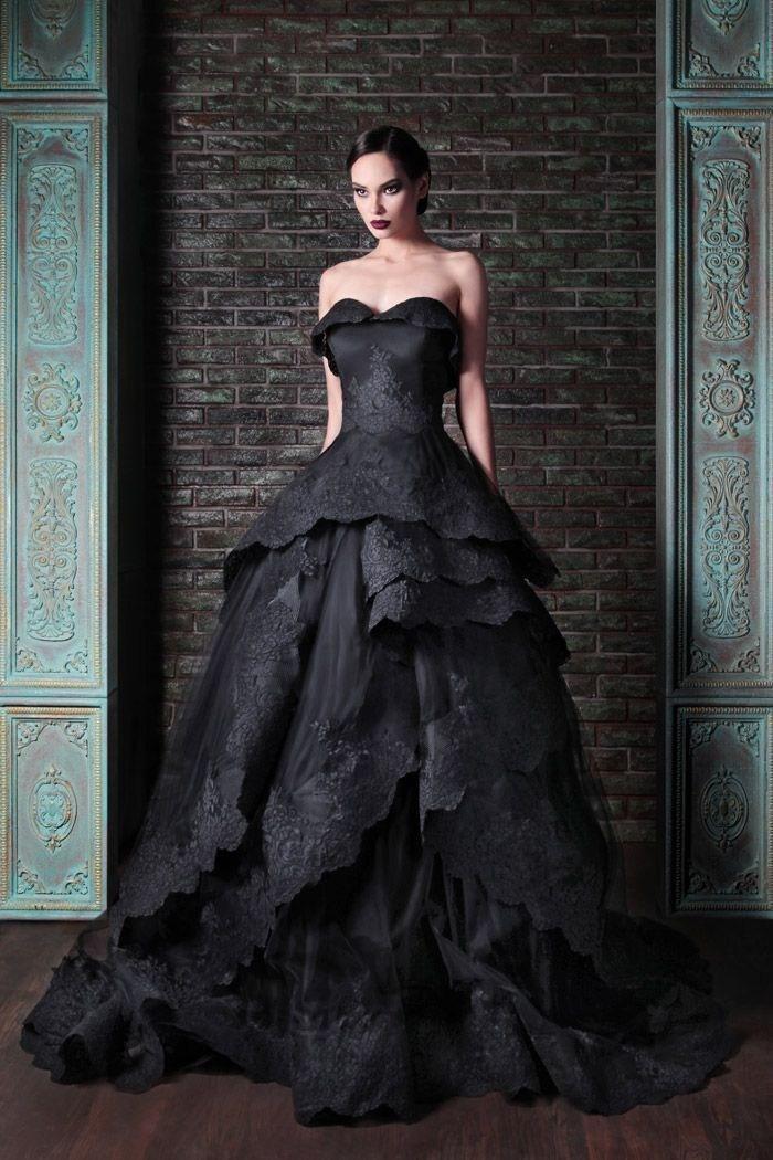 A black gothic wedding dress