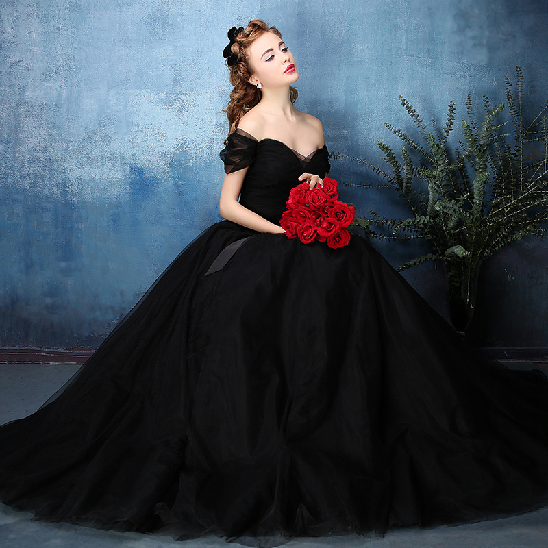 A black wedding gown