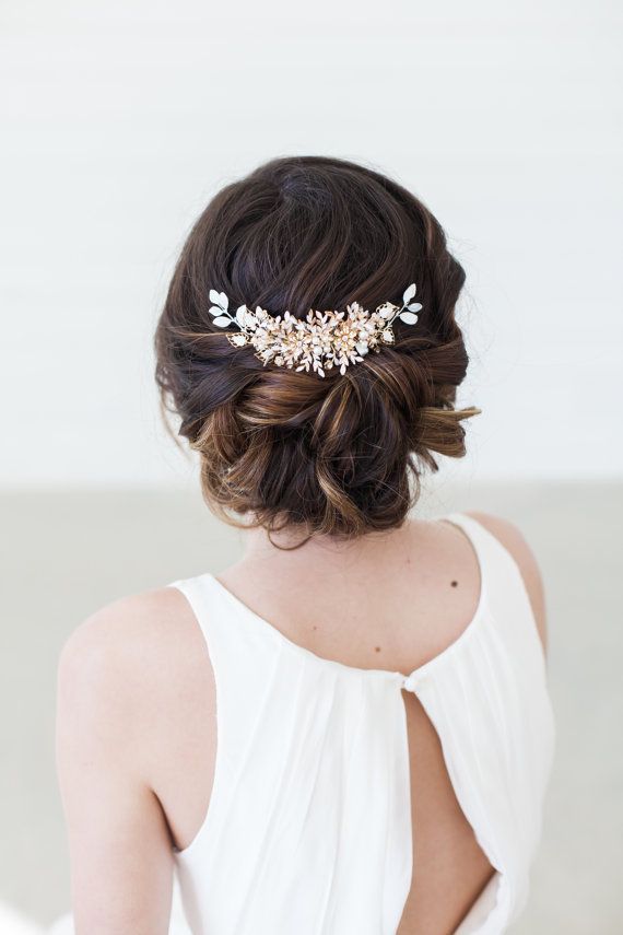 A bridal hair headpiece with crystals