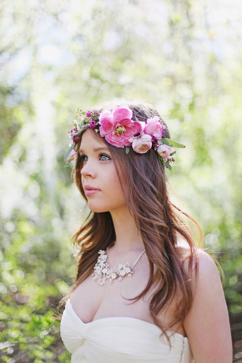 A bride with a floral wreath