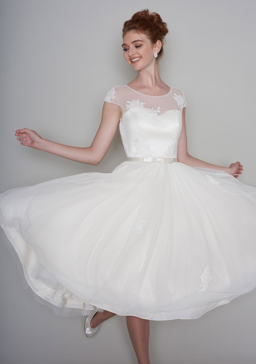 A tea length wedding dress