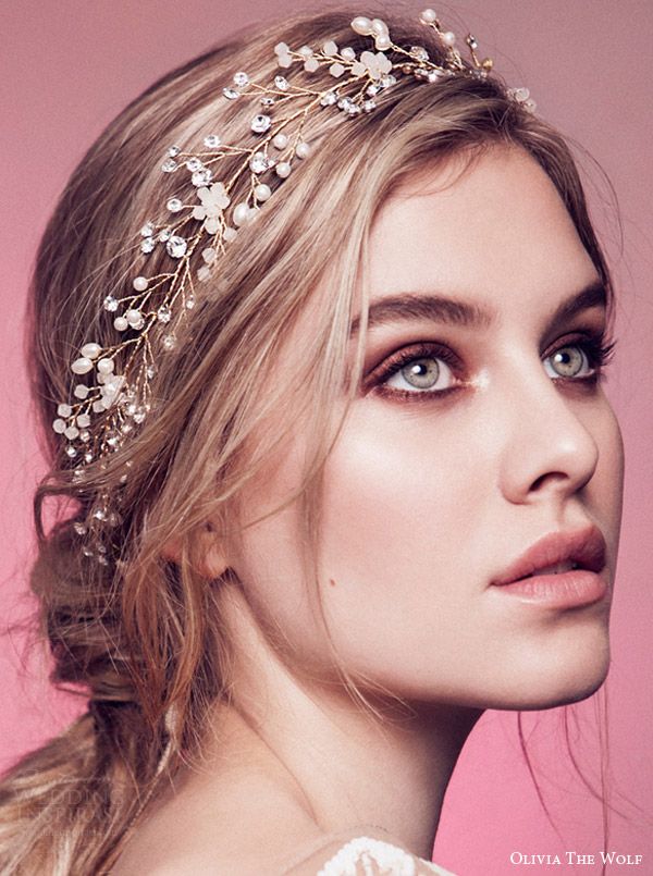 A wedding hairstyle with crystal accessories