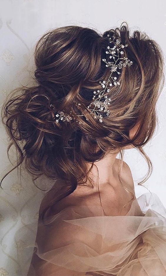 A wedding hairstyle with crystal tiara