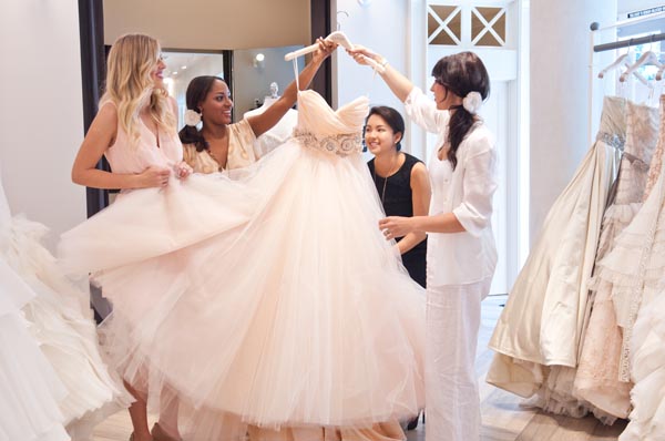 Shop for wedding dresses with friends