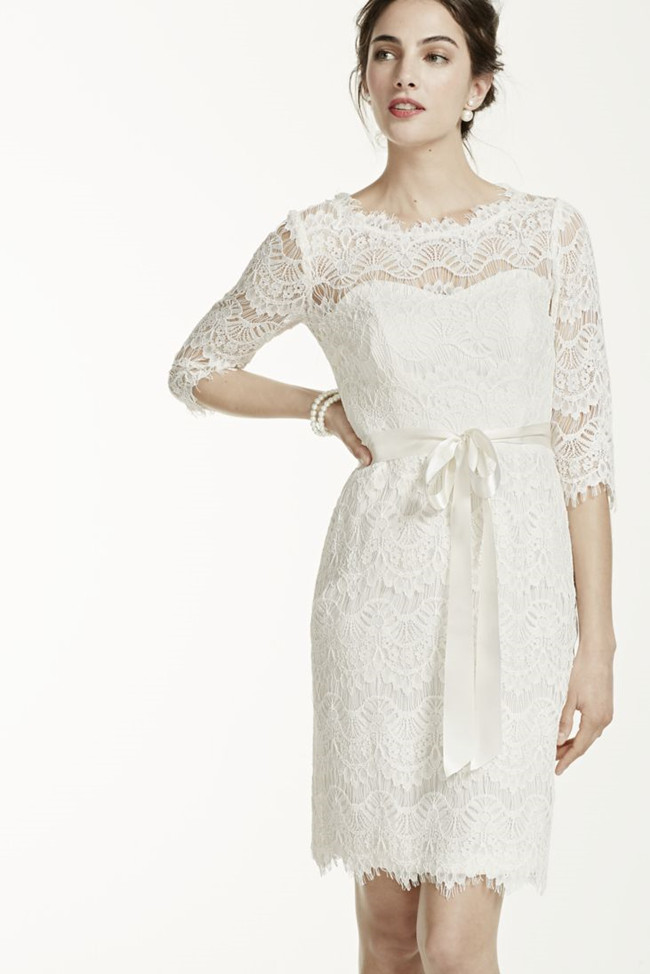 A short lace wedding dress