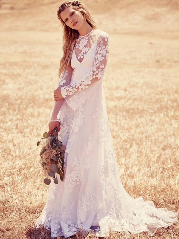 A vintage long sleeved wedding gown