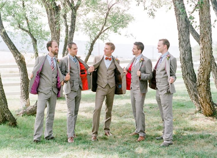 Groom's and groomsmen's outfits for vintage wedding