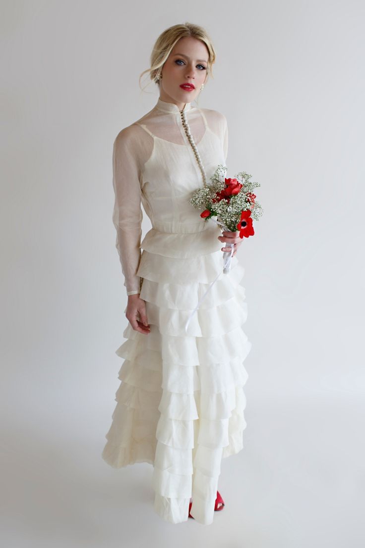 Vintage wedding gown with long sleeves