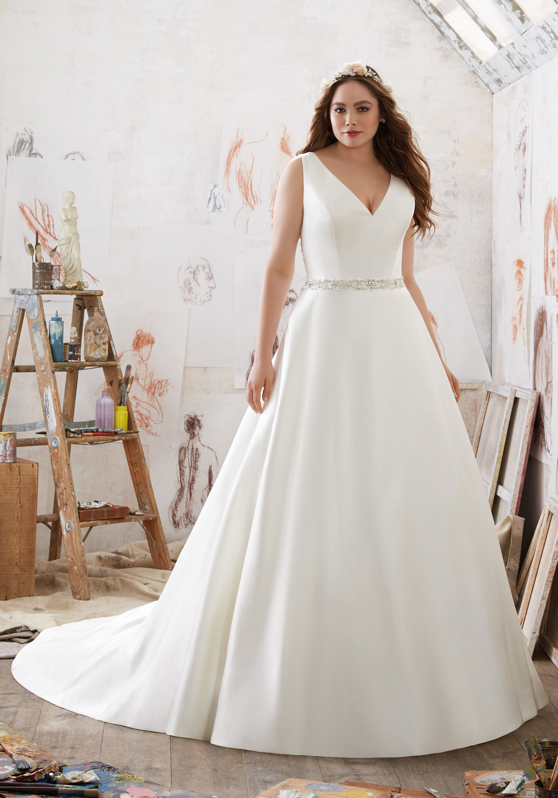 A-line plus size wedding dress