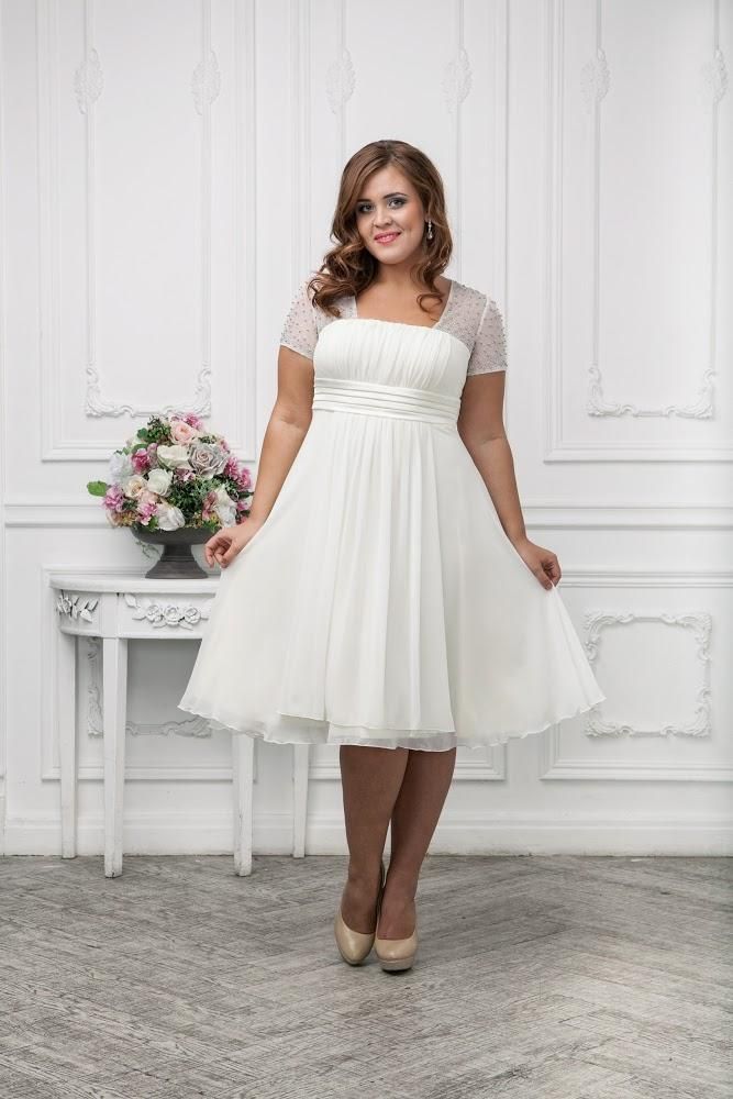 Short plus size wedding dress