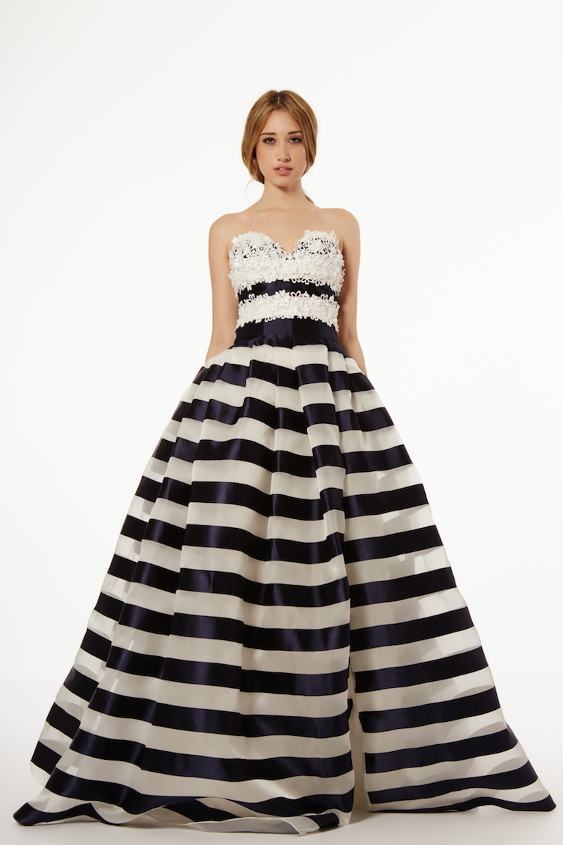 Striped black and white wedding dress
