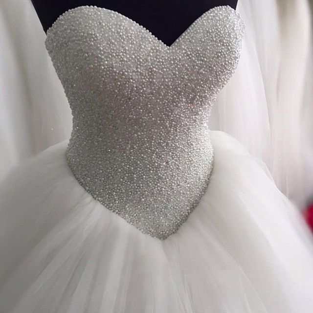 Pearl bodice wedding dress