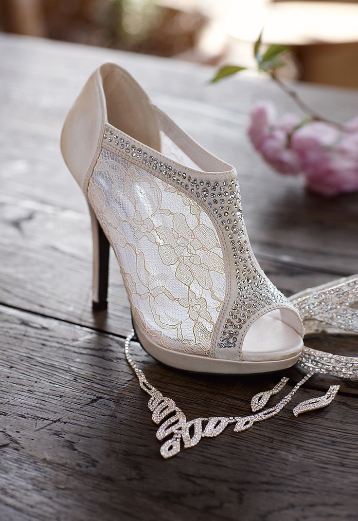 Wedding booties with lace