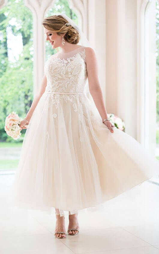 Tea length wedding dress plus size