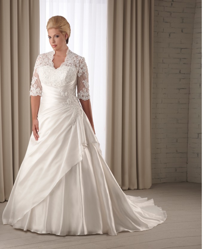 A plus size wedding dress with sleeves