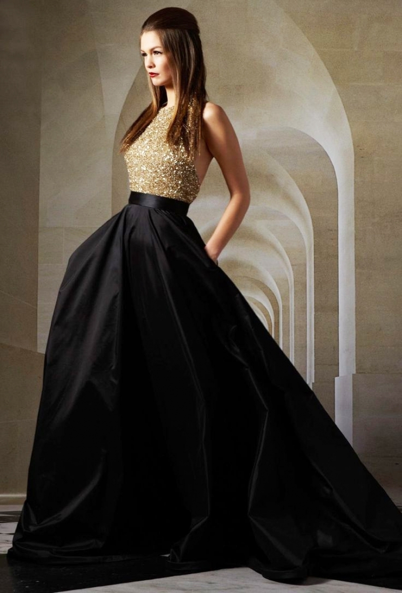 A black and gold wedding gown