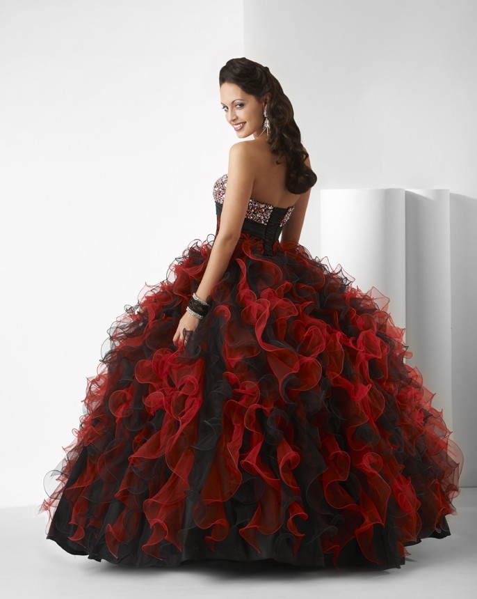 A black and red wedding dress