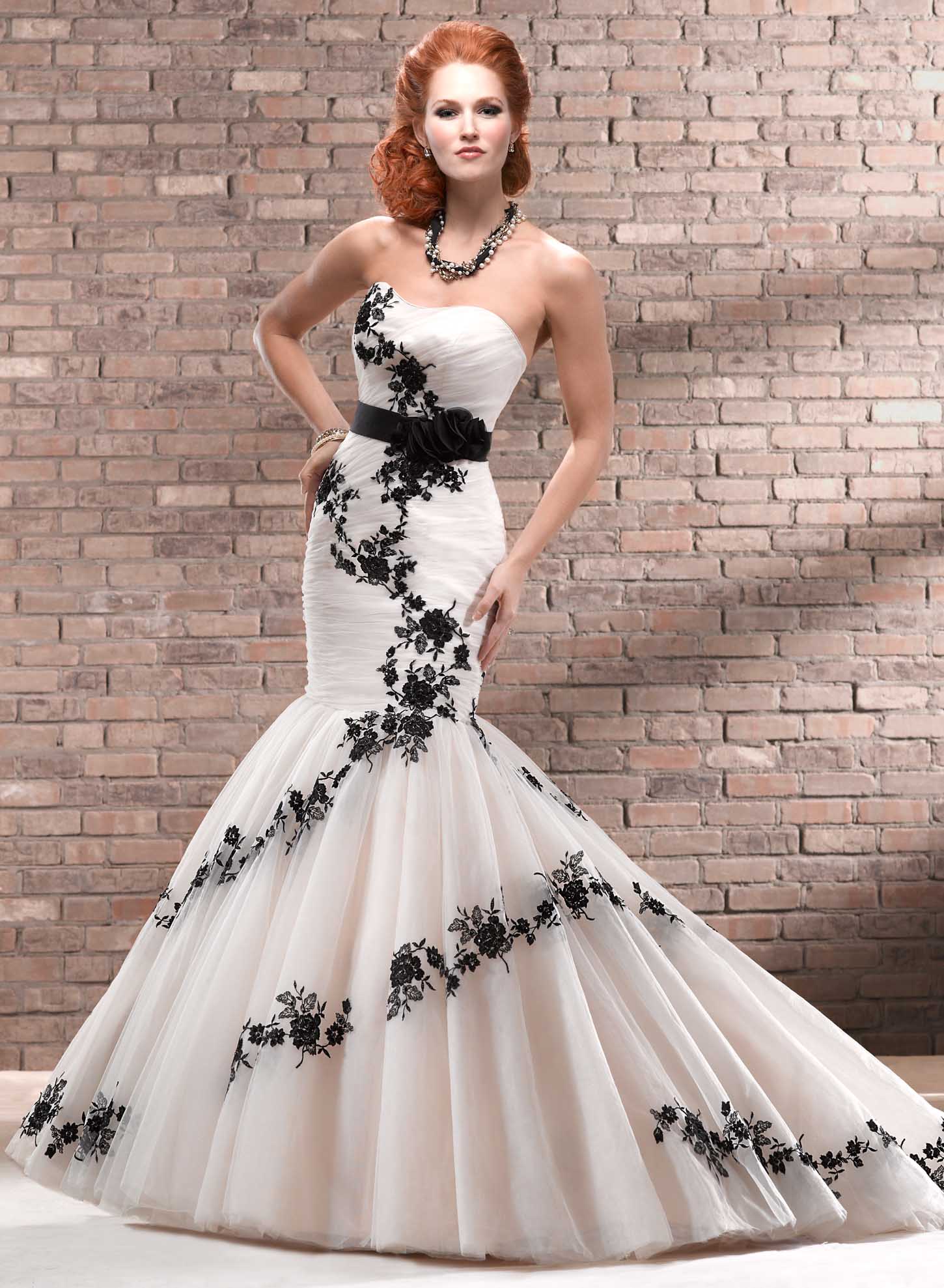 cheap black and white wedding dresses