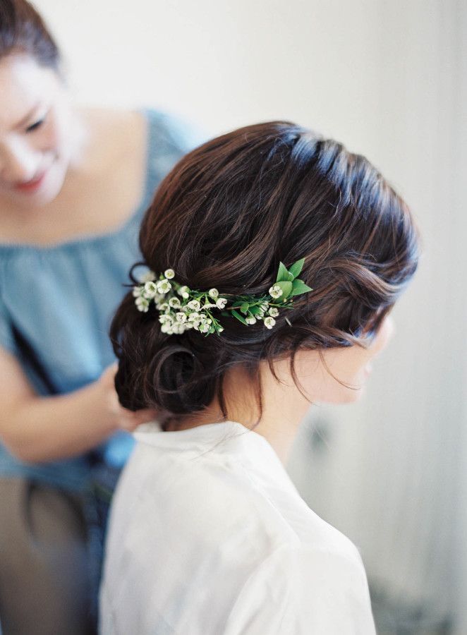 Flowers in wedding hairstyle