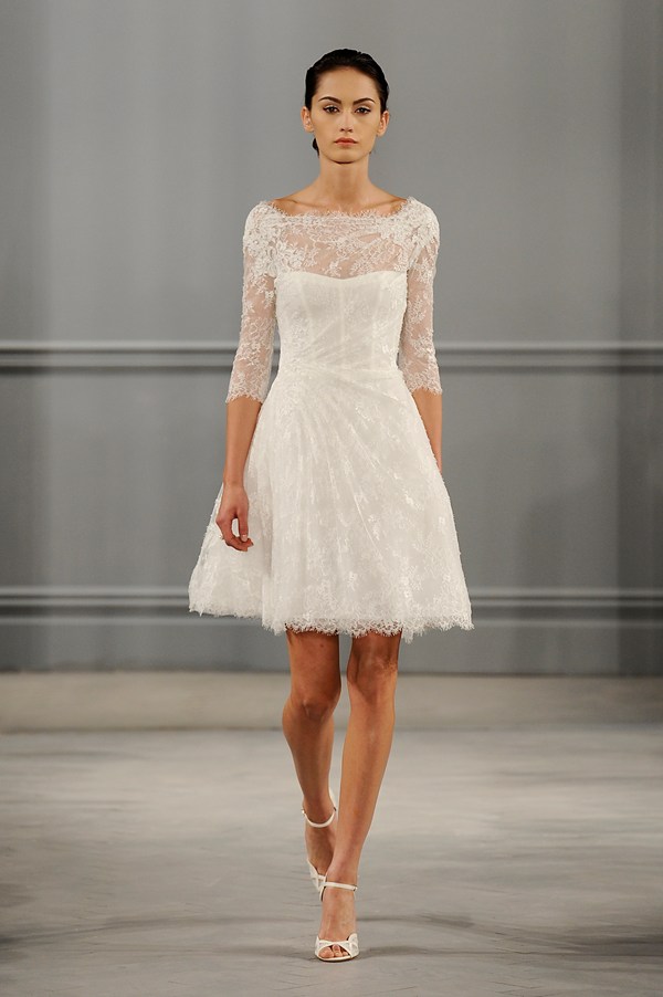 A short lace wedding dress
