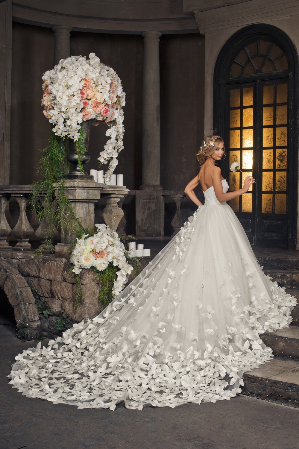 A wedding dress with gorgeous train