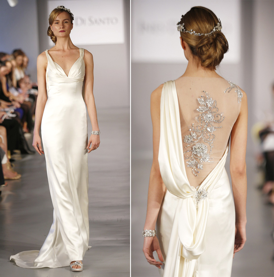 Ines DiSanto silk wedding gown