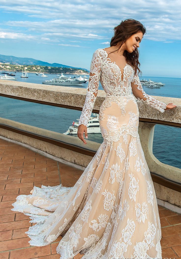 A lace mermaid wedding gown