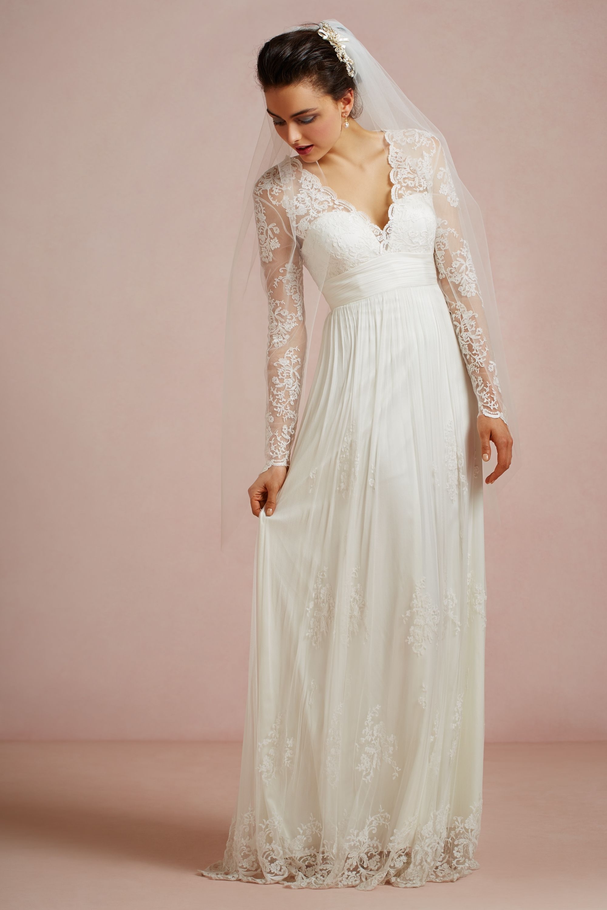 Empire waist cap sleeve wedding dress