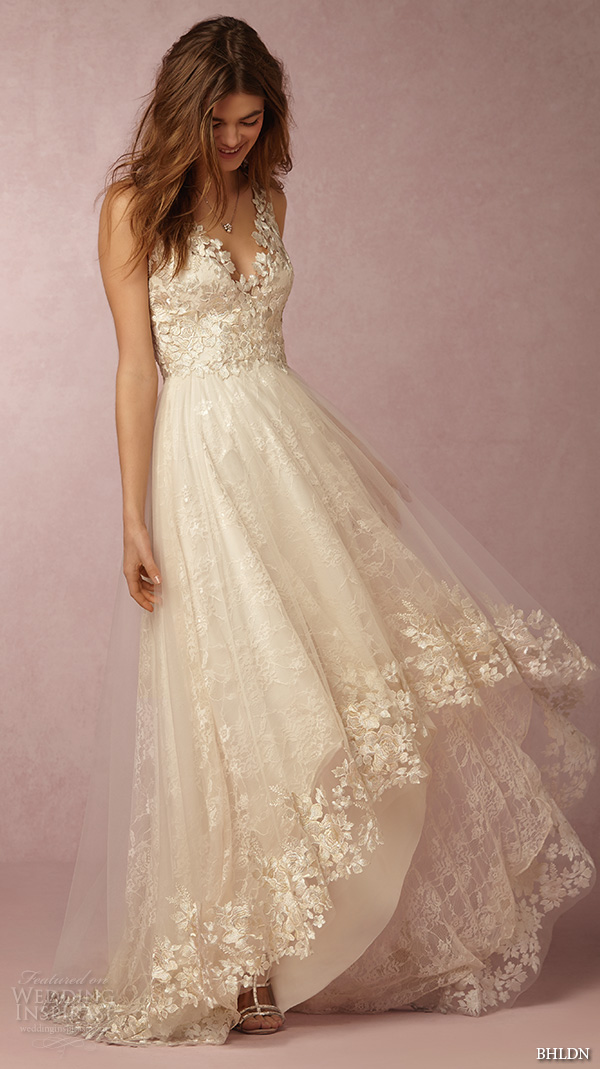 High-low lace wedding dress