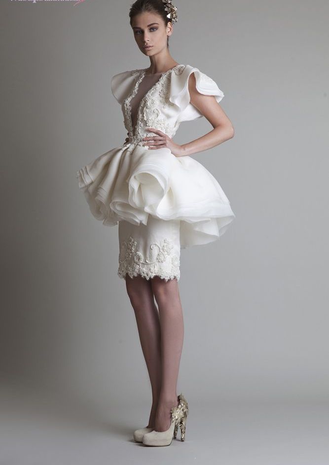 Short wedding dress with basque