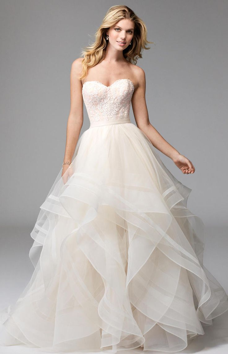 Strapless wedding gown with lace bodice