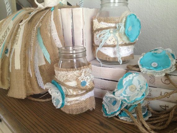 Vintage wedding decor with blue