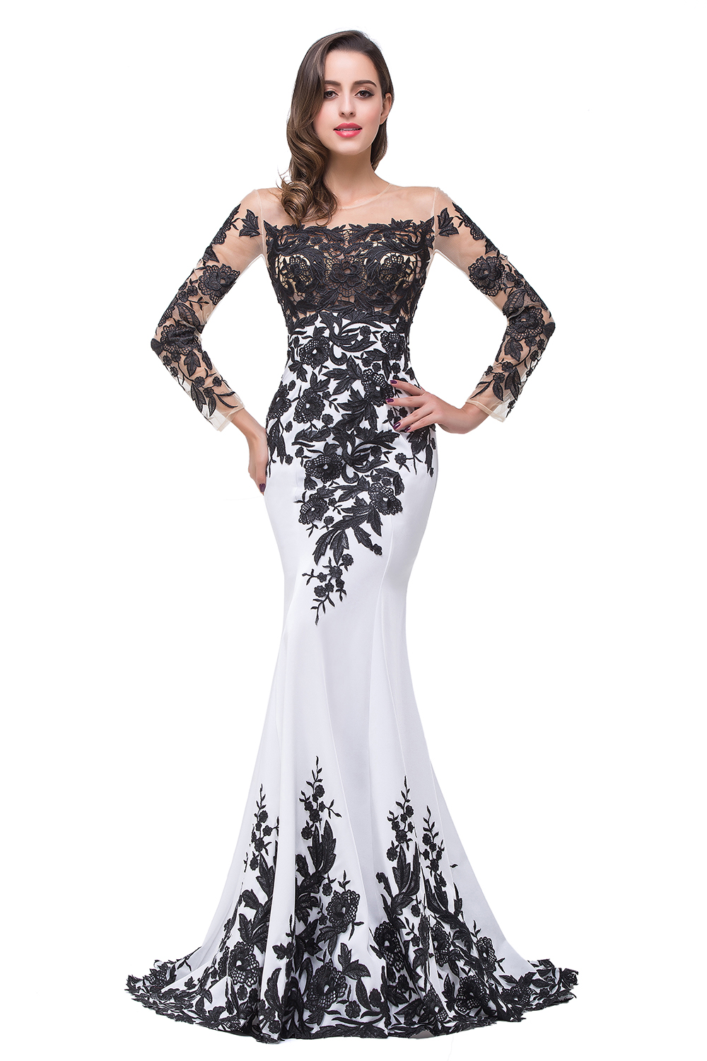 black and white ball gowns plus size