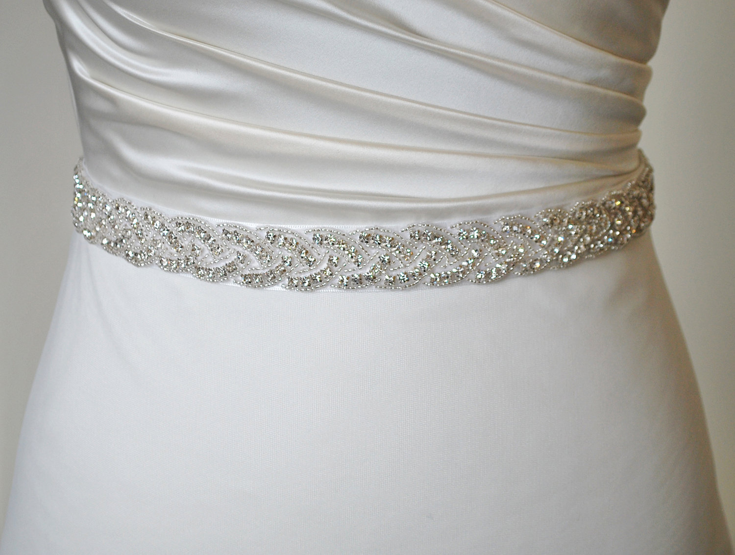 Wedding dress belt with crystals