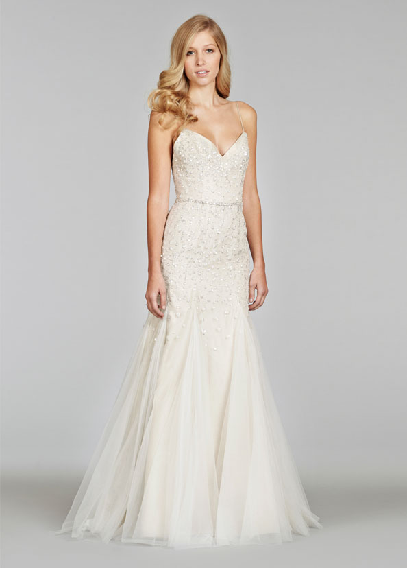 Wedding dress embellished with sequins