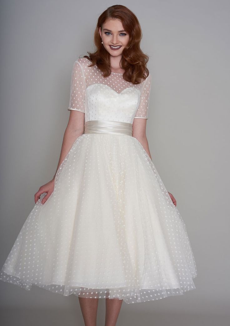 Tea Length Lace Wedding Dress