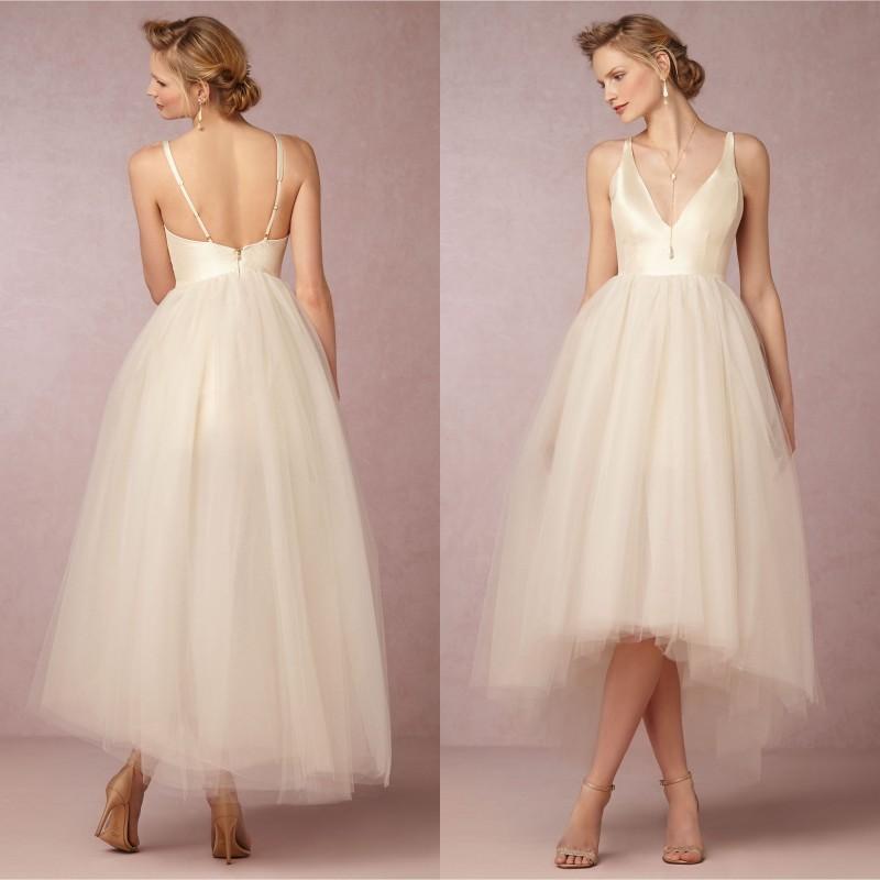 High-low wedding dress with tulle skirt