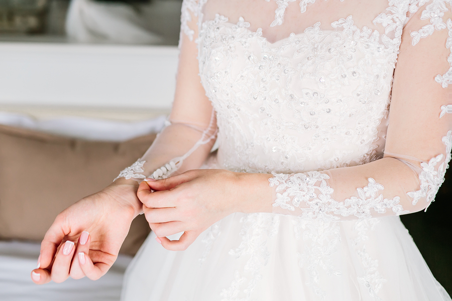 Illusion sleeves wedding dress