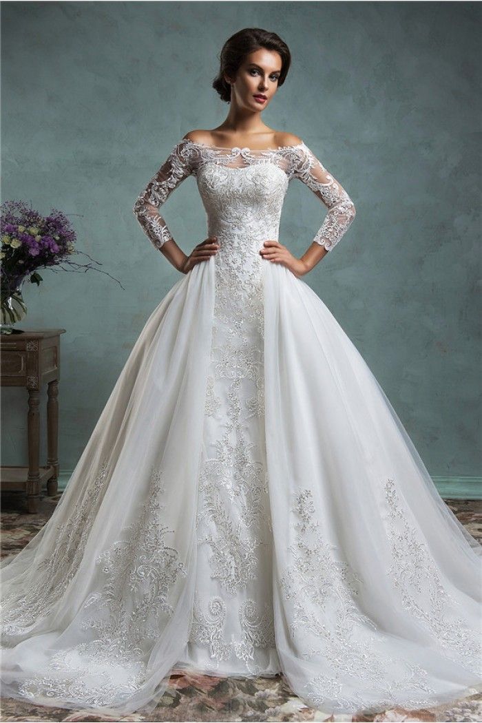 Princess wedding dress with a detachable skirt