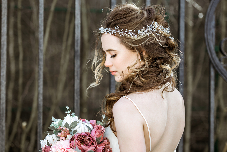 Bridal hairstyle with accessory