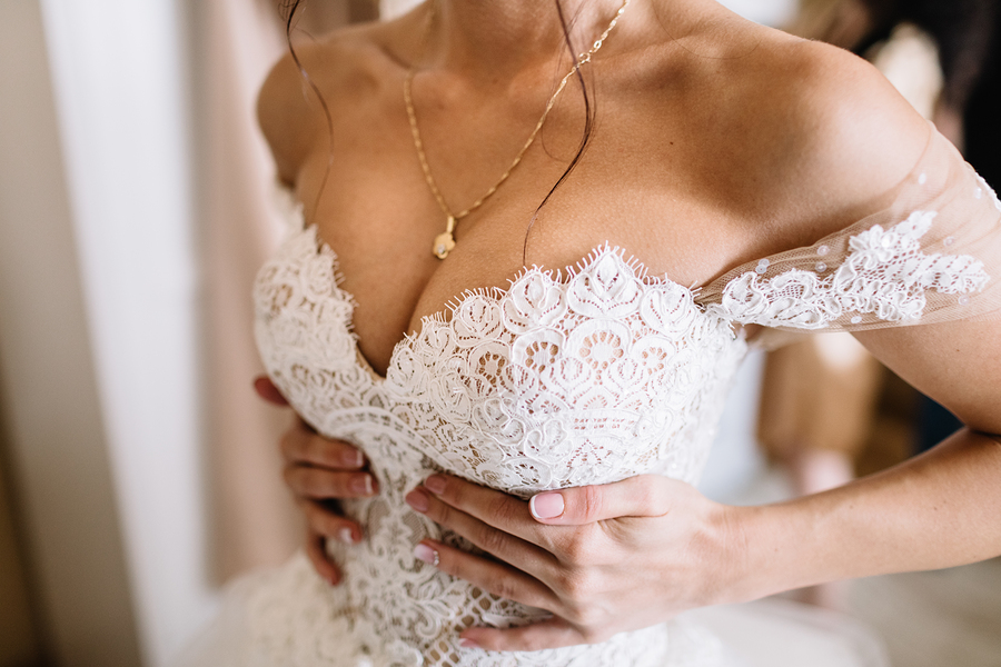 Wedding dress for a busty bride