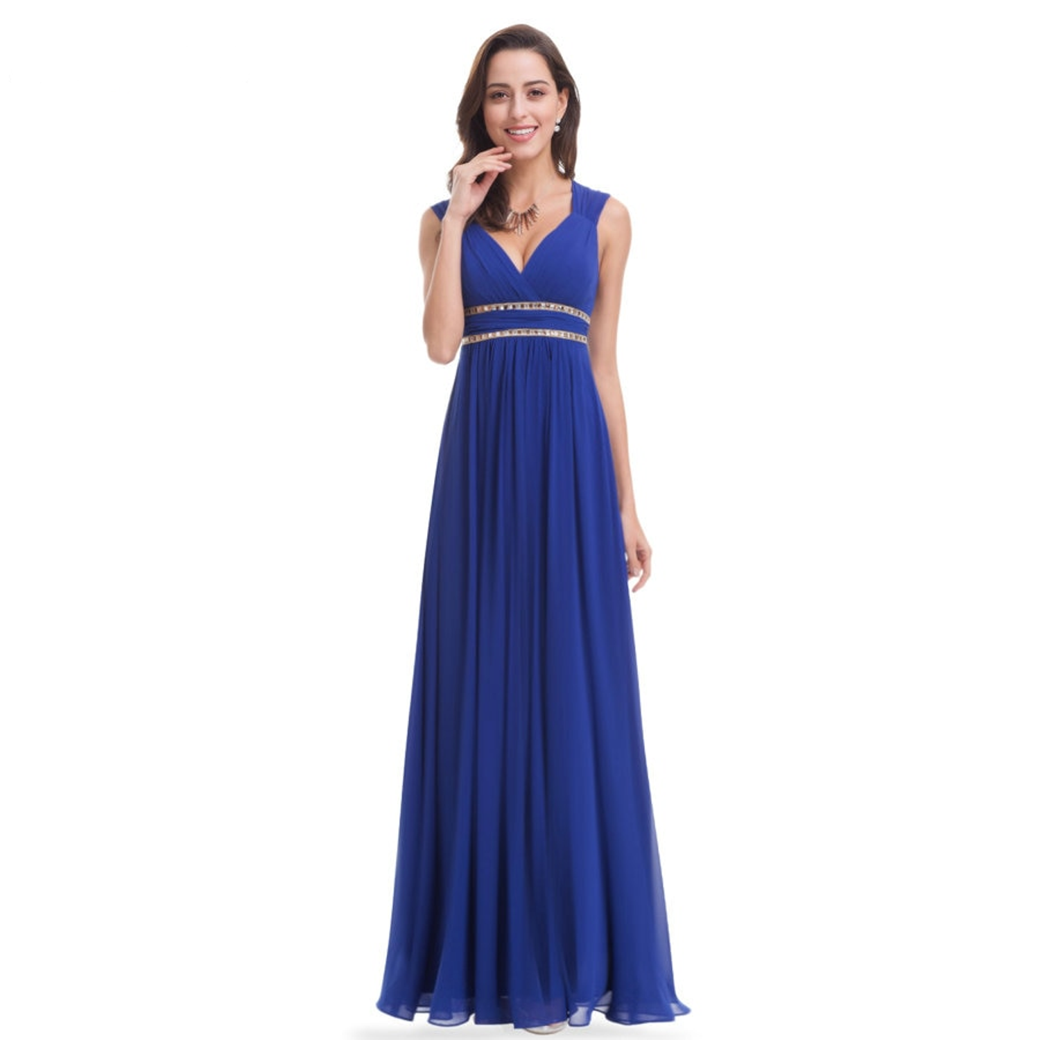 Simple blue prom dress