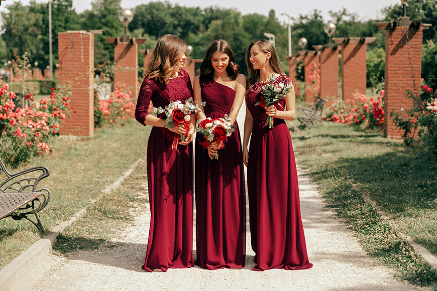 maroon bridesmaid dress