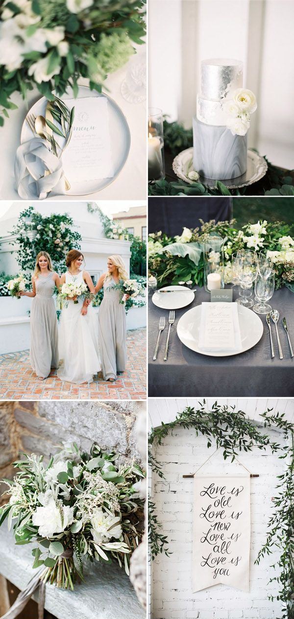 Grey, white and greenery wedding