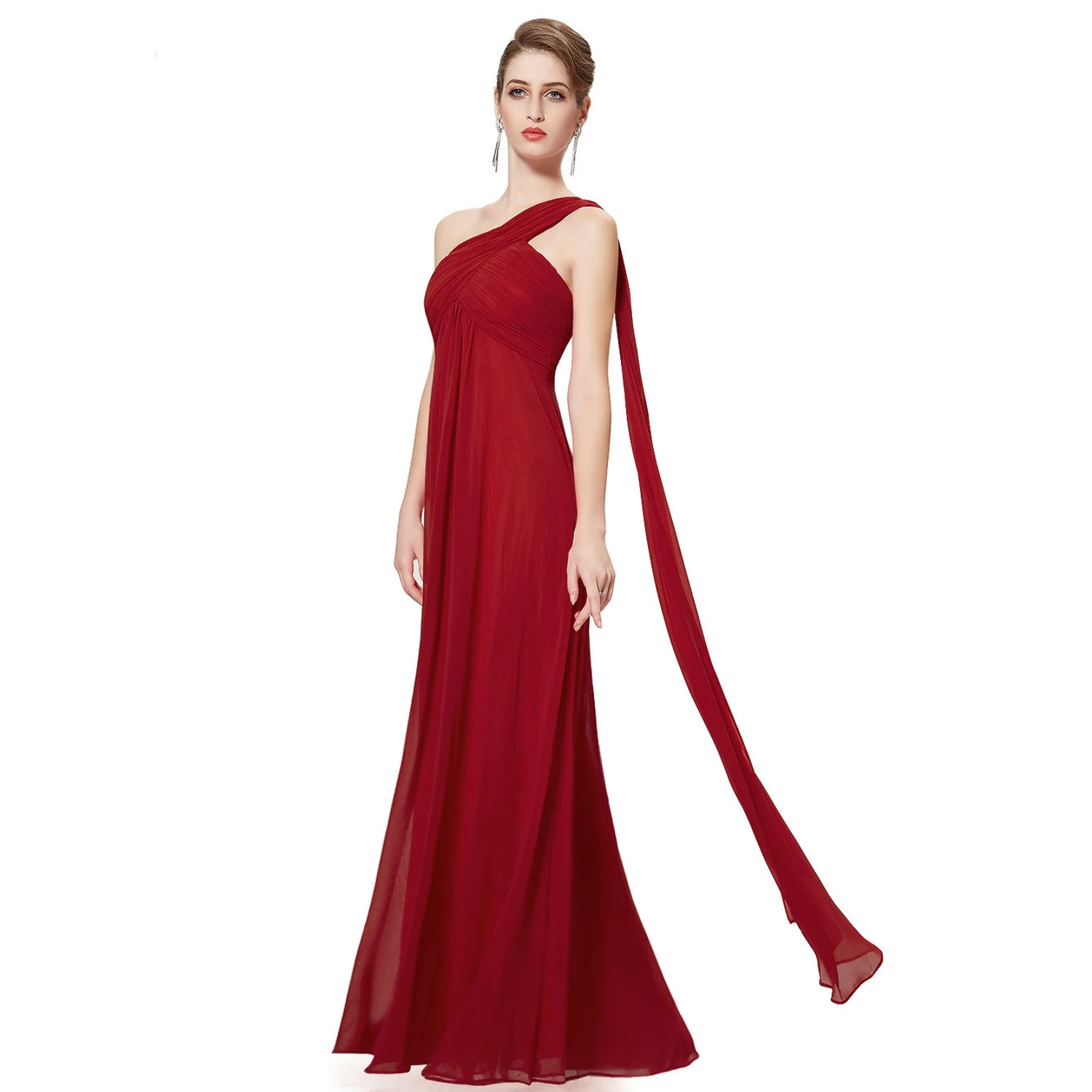 One shoulder burgundy bridesmaid dress