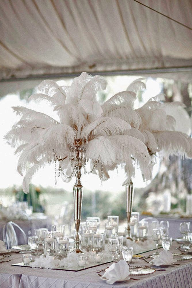 Feathers wedding centerpiece