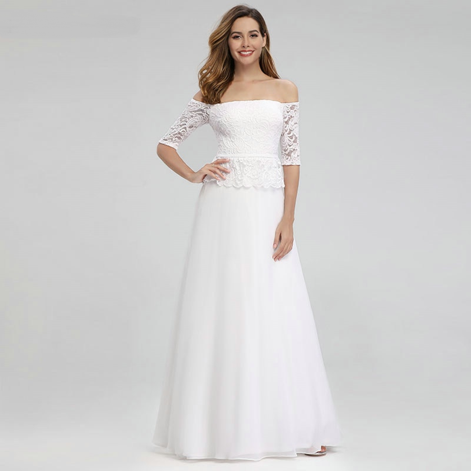 A-line wedding dress with lace sleeves
