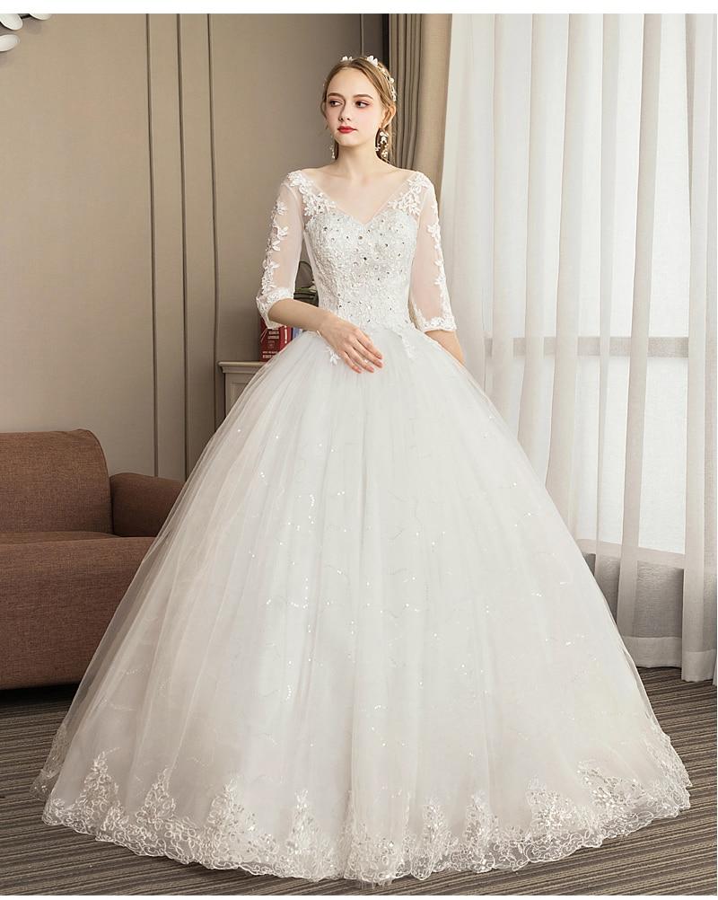 Ball gown wedding dress with V-neck